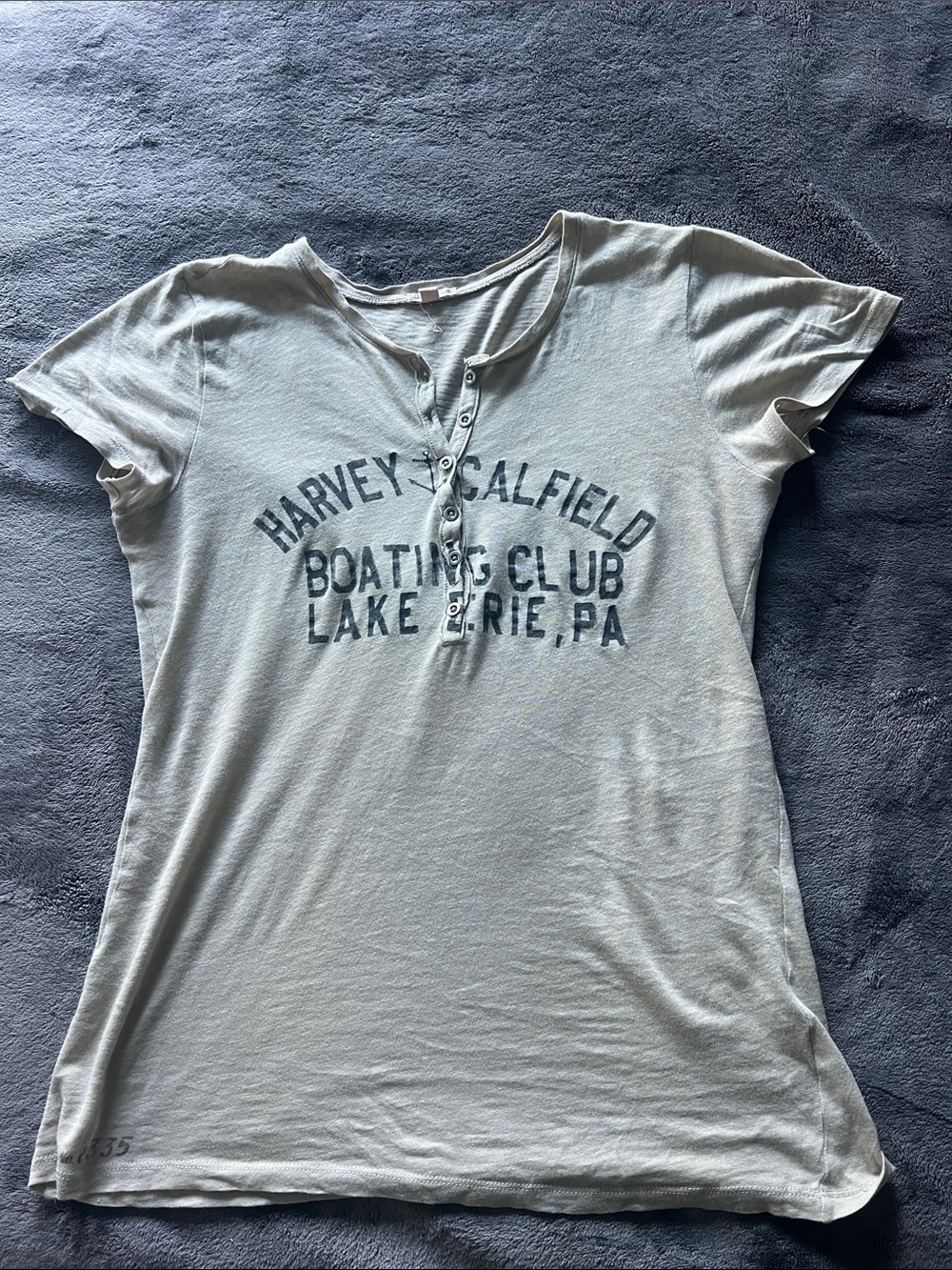 J. Crew Light Gray Short Sleeve Henley Graphic Tee